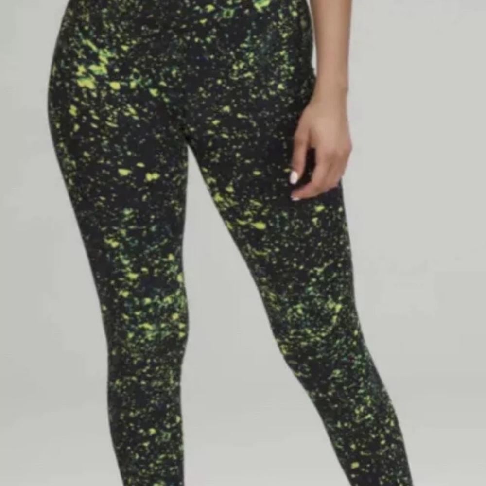 Nike Black and Green Splatter Leggings